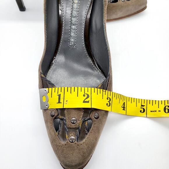 Vintage Proenza Schouler Brown Suede Patent Leather Cut-out Heels Women's Sz 8.5 - Picture 11 of 11